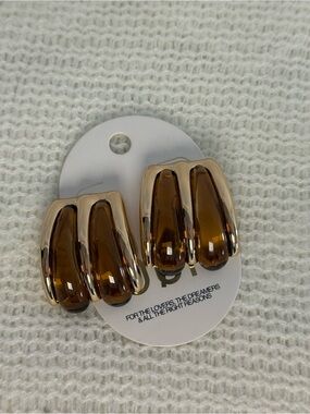 Anthropologie Amber-Tone Resin Hoop Earrings